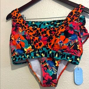 Tropical Print Bikini Set